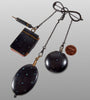 Victorian Gunmetal Chatelaine Lockets Snake Brooch Pin C.1880