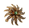 Antique Victorian 14K Gold Emerald Seed Pearls Starburst Pendant Brooch C.1890