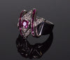 Estate Platinum Ruby Diamond Magen David Ring Designer Signed ATS Size 7 1/2 C.1950