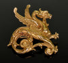 Art Nouveau Link and Angel 14K Gold Gargoyle Gryphon  Dragon Pin Brooch C.1900