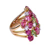 Estate 18K Gold Cocktail Ring Tourmaline Peridot Diamond Size 5 3/4