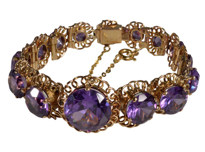 Estate 18K Rose Gold Lab Alexandrite Bracelet C.1940