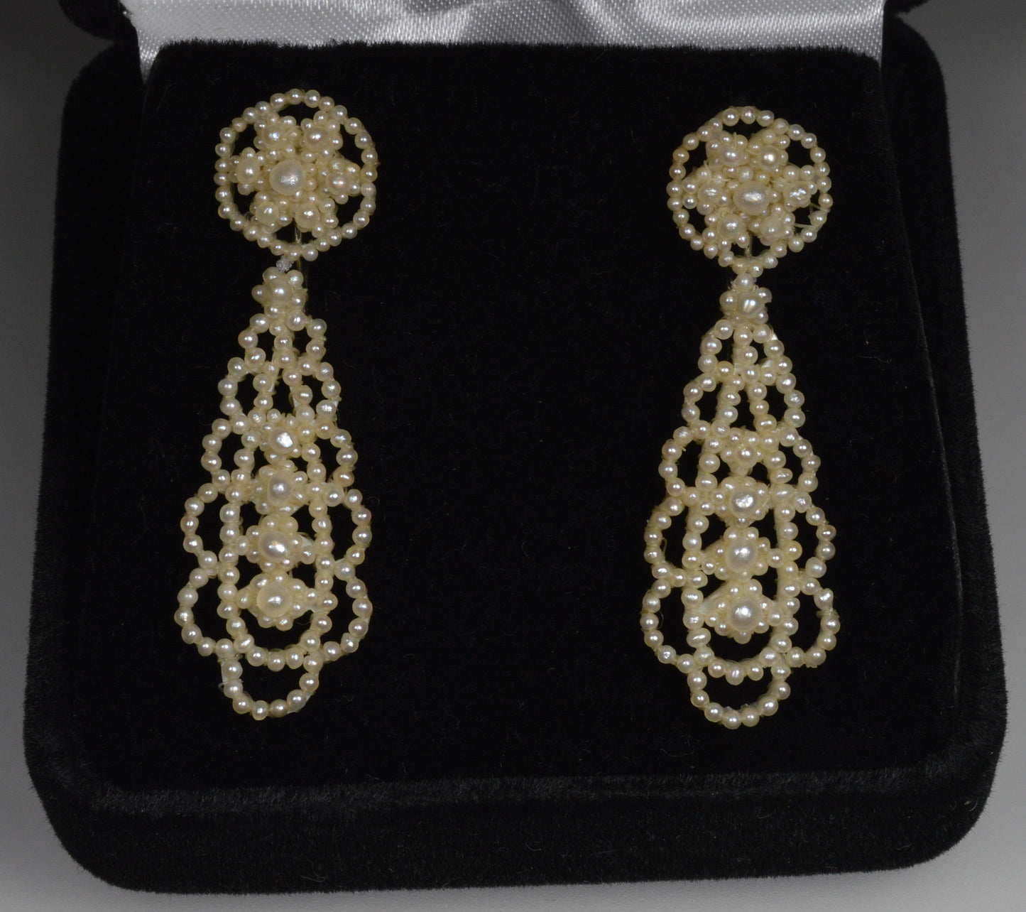 Antique Georgian 18K Gold Seed Pearl Earrings C.1820