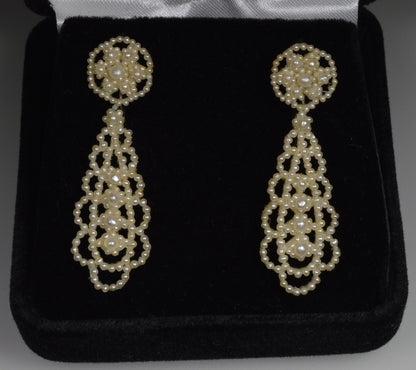 Antique Georgian 18K Gold Seed Pearl Earrings C.1820