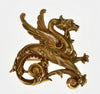 Art Nouveau Link and Angel 14K Gold Gargoyle Gryphon  Dragon Pin Brooch C.1900