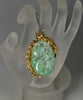 Art Deco 14K Gold Carved Jadeite Jade Large Pendant C.1920