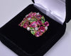 Estate 18K Gold Cocktail Ring Tourmaline Peridot Diamond Size 5 3/4