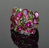 Estate 18K Gold Cocktail Ring Tourmaline Peridot Diamond Size 5 3/4