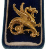 Art Nouveau Link and Angel 14K Gold Gargoyle Gryphon  Dragon Pin Brooch C.1900