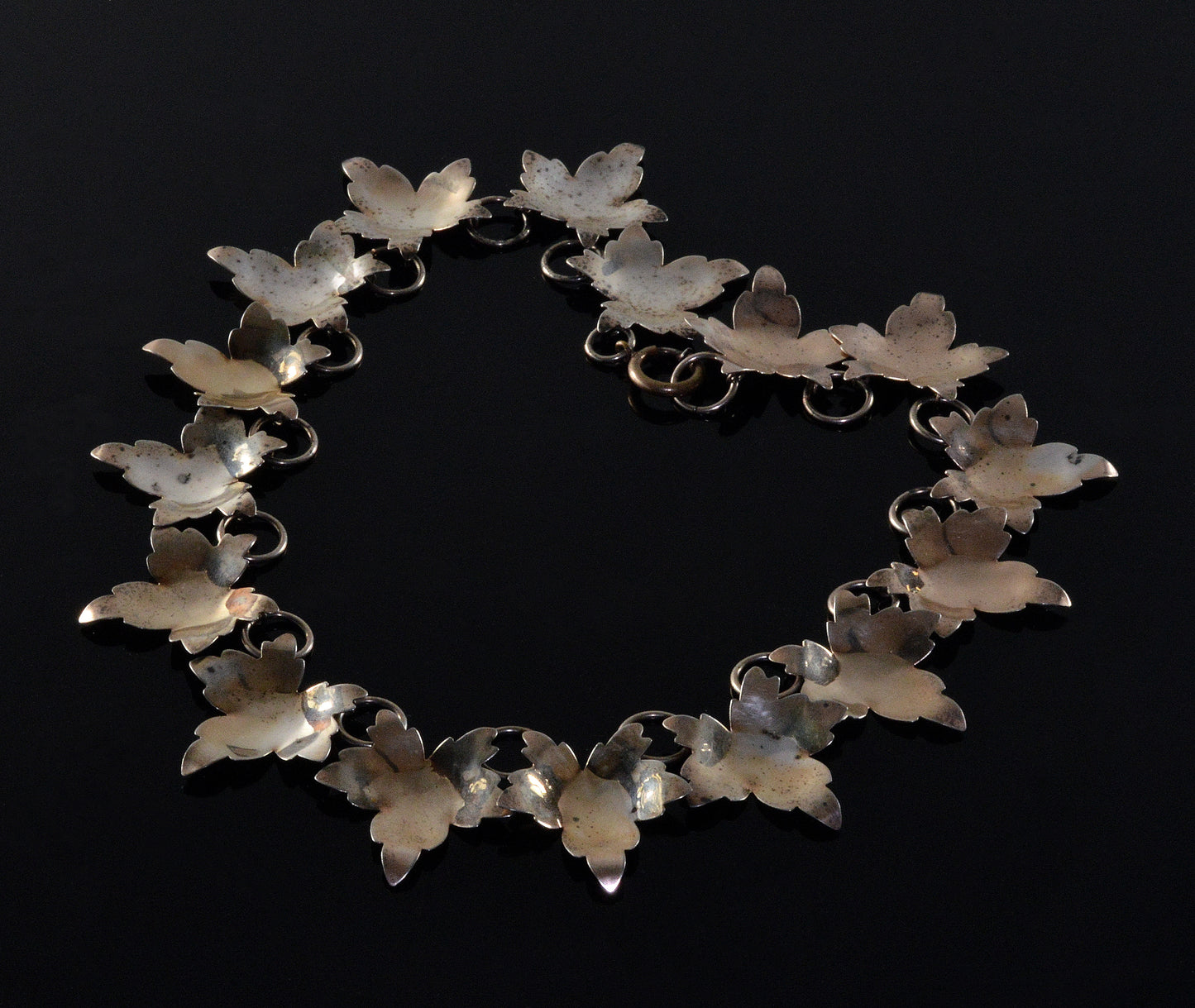 Antique Victorian Sterling Maple Leaves Necklace C.1890