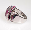 Estate Platinum Ruby Diamond Magen David Ring Designer Signed ATS Size 7 1/2 C.1950