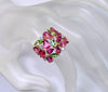 Estate 18K Gold Cocktail Ring Tourmaline Peridot Diamond Size 5 3/4