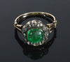 Antique Georgian 14K Gold Natural Emerald Diamond Ring C.1820