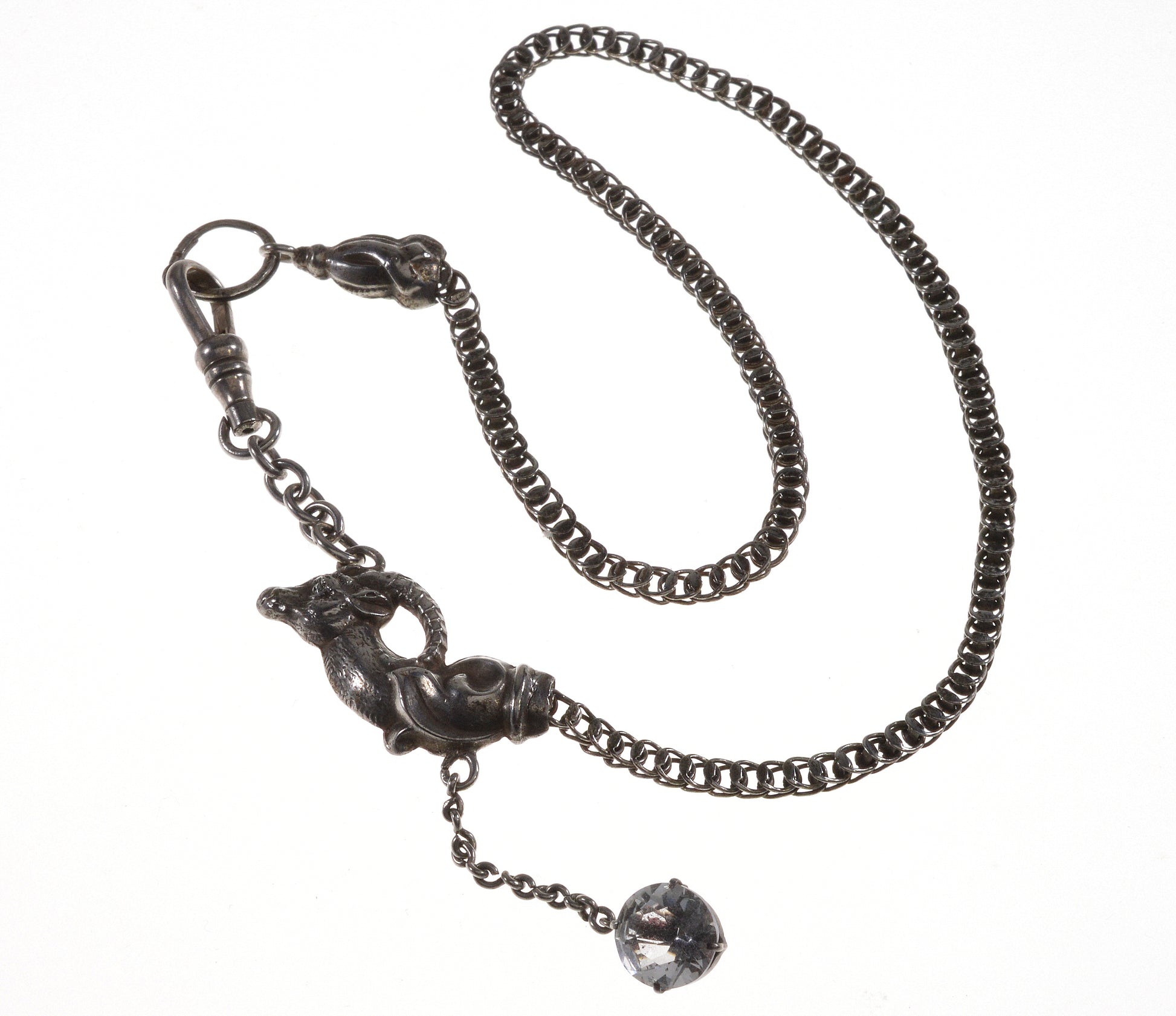 Antique Georgian Silver Ram's Head Fancy Watch Chain Necklace C.1820