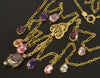 Antique Art Deco 14K Gold Chain Necklace Georgian Gemstones Drops