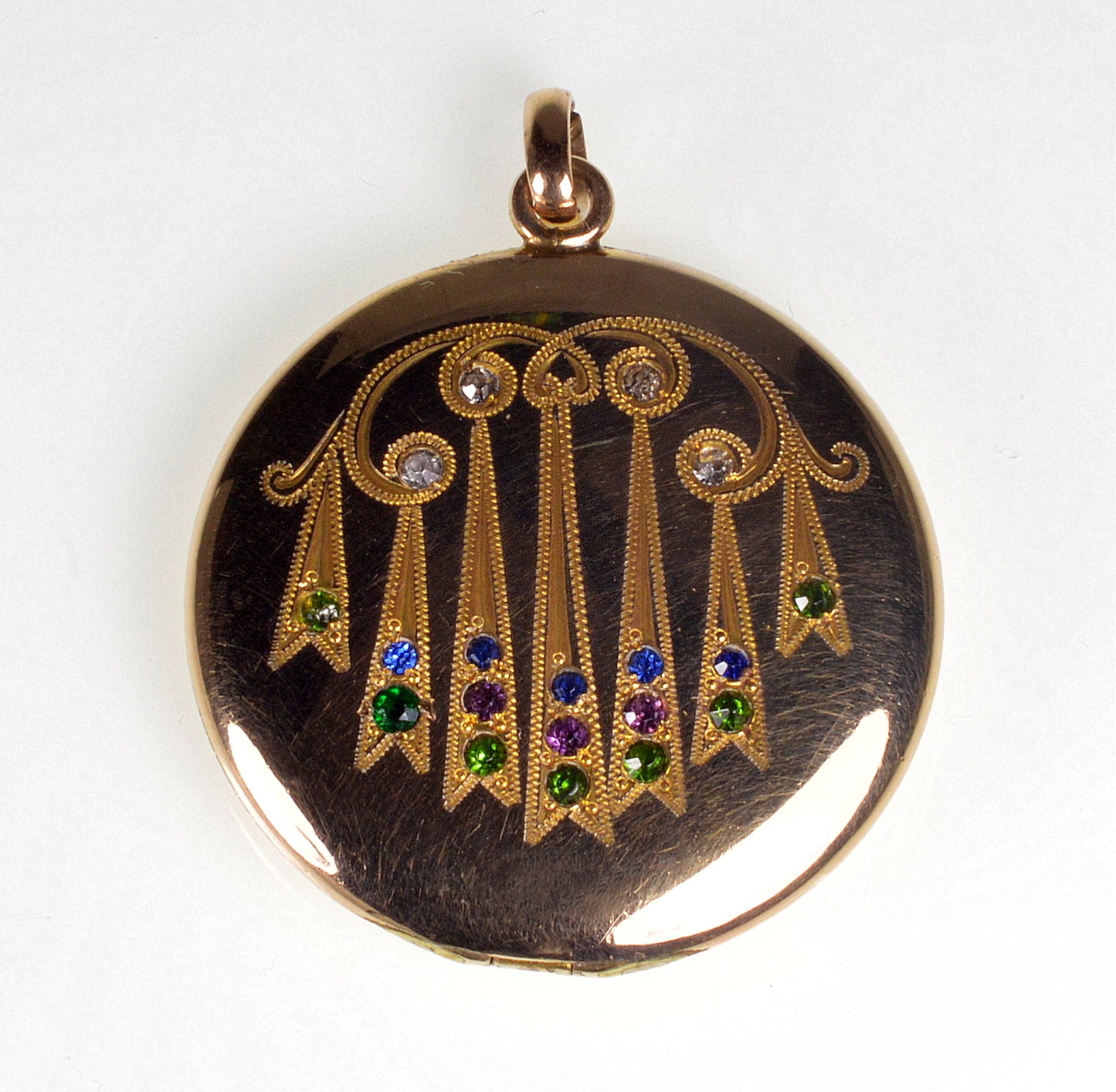 Antique Art Nouveau Jugendstil GF Pastes Locket Pendant C.1900