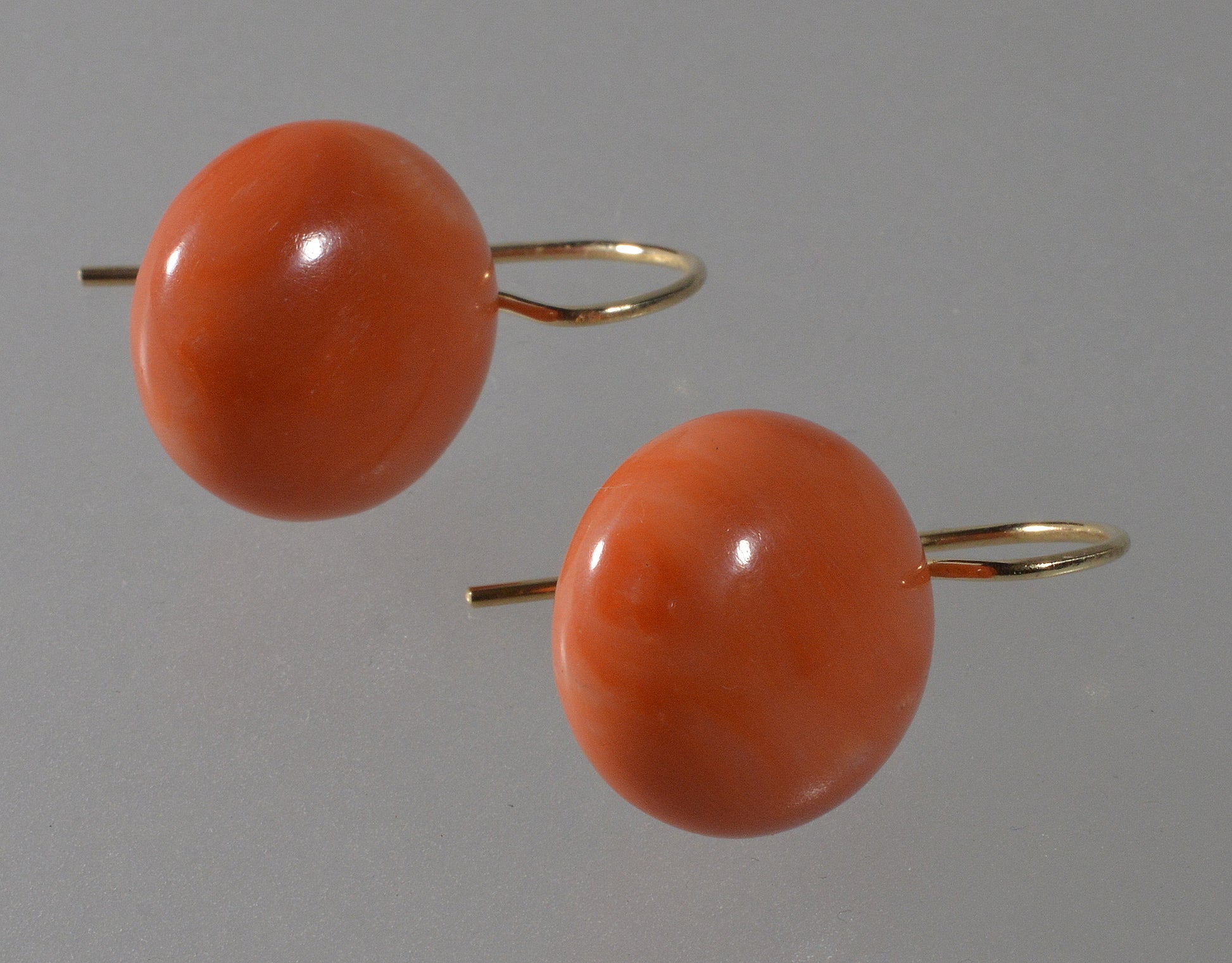 Estate 14K Gold Mediterranean Salmon Coral Earrings