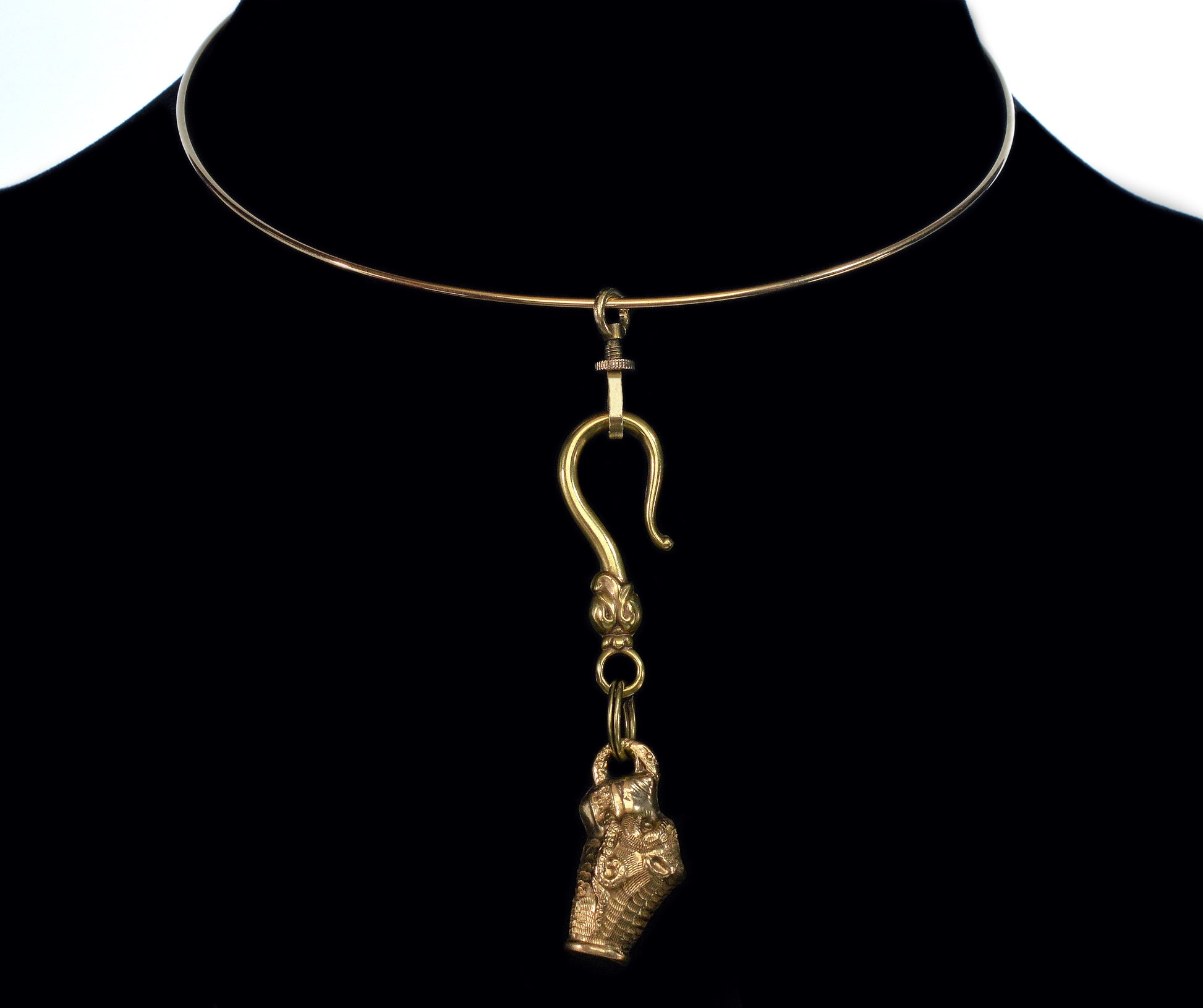 Antique Georgian Dog Snake Figurine Pendant Fob Pinchbeck C.1820