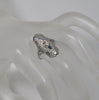 Art Deco 18K White Gold Diamond Sapphire Ring Size 5 3/4