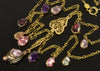 Antique Art Deco 14K Gold Chain Necklace Georgian Gemstones Drops