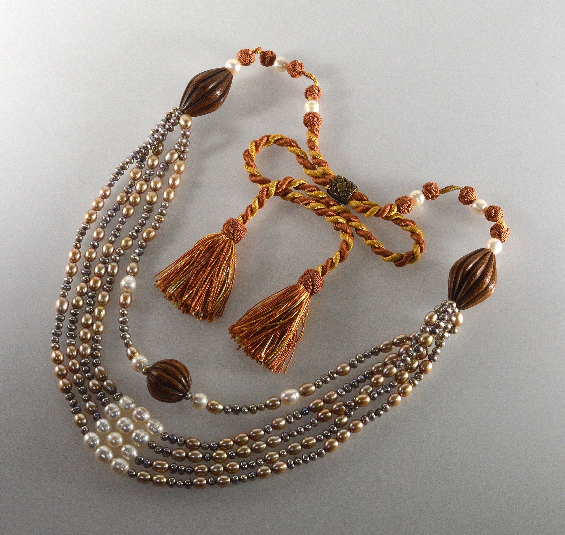 Oversized Designer Signed Pearl Wood Necklace From Saks 5th Ave