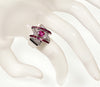 Estate Platinum Ruby Diamond Magen David Ring Designer Signed ATS Size 7 1/2 C.1950