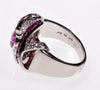 Estate Platinum Ruby Diamond Magen David Ring Designer Signed ATS Size 7 1/2 C.1950
