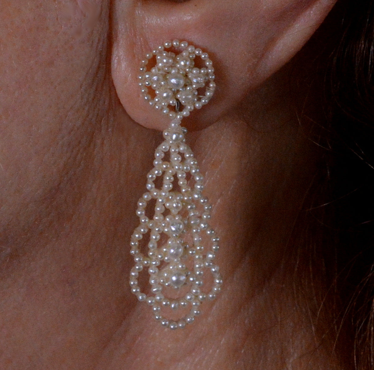 Antique Georgian 18K Gold Seed Pearl Earrings C.1820