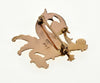 Art Nouveau Link and Angel 14K Gold Gargoyle Gryphon  Dragon Pin Brooch C.1900