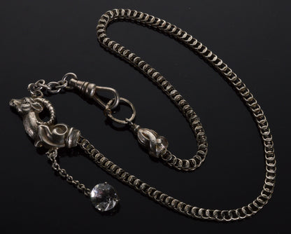 Antique Georgian Silver Ram's Head Fancy Watch Chain Necklace C.1820