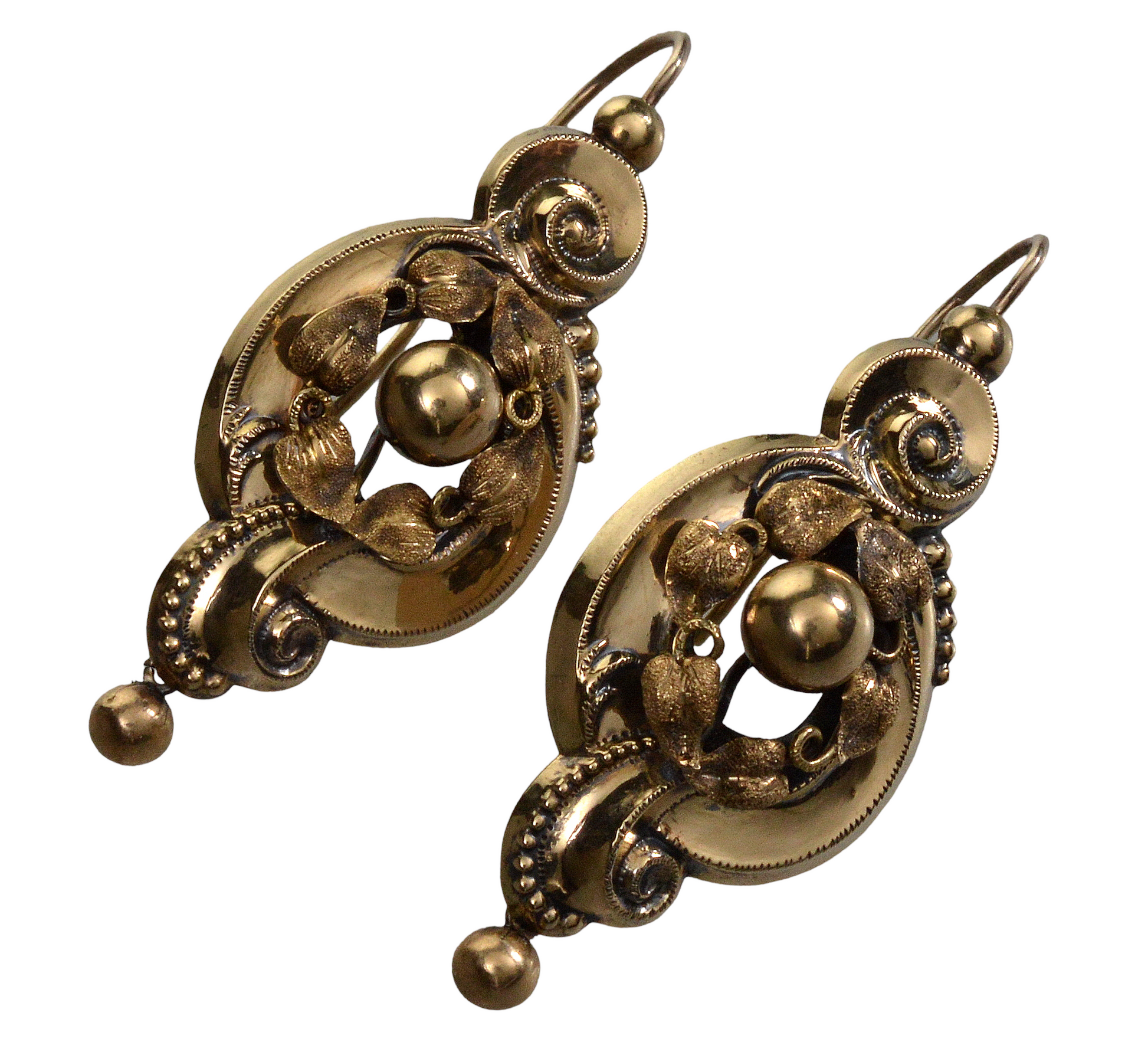 Antique Victorian 10K Gold Baroque Earrings C.1880