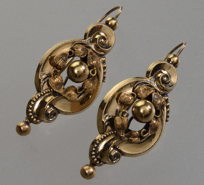 Antique Victorian 10K Gold Baroque Earrings C.1880