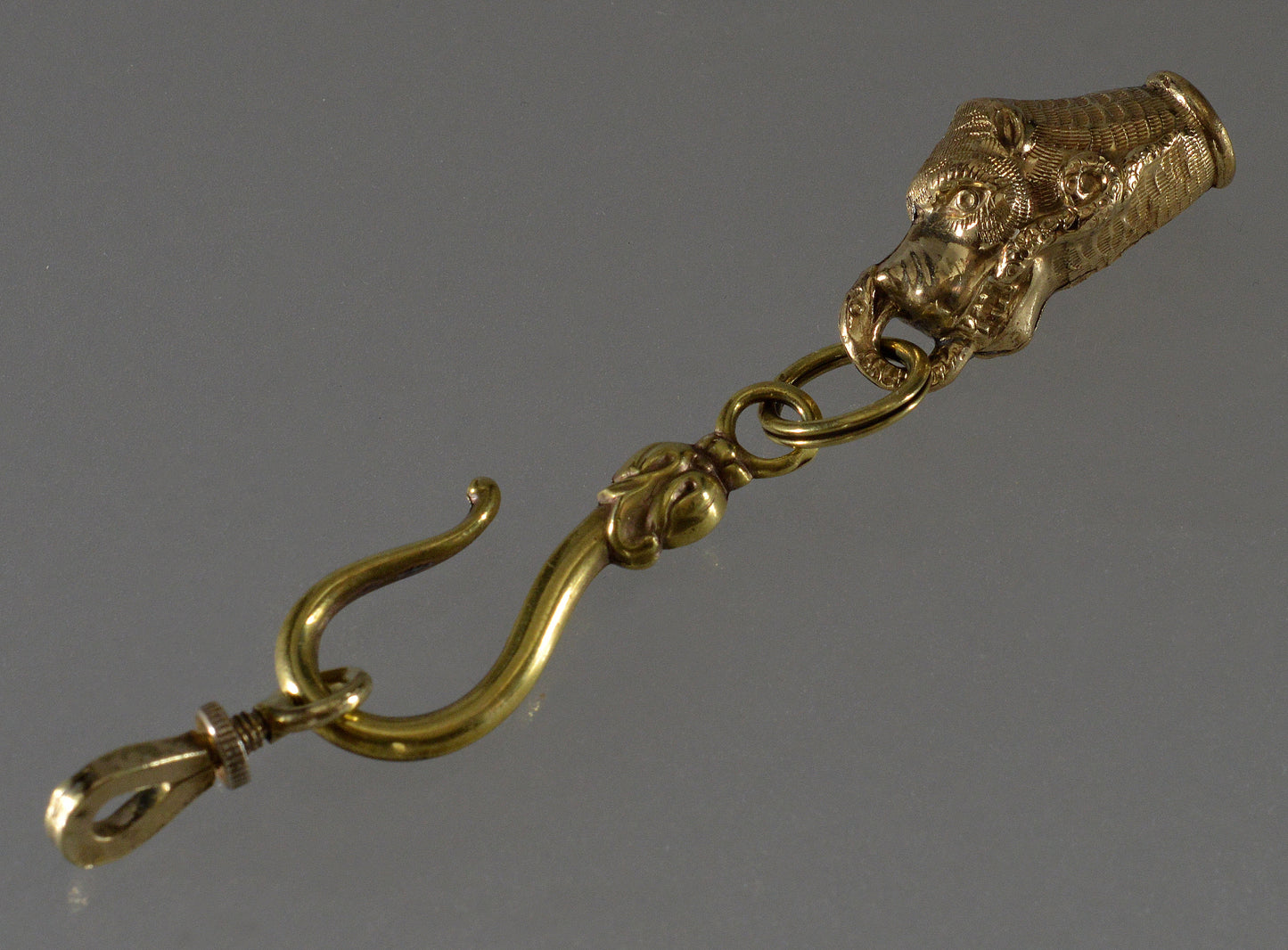 Antique Georgian Dog Snake Figurine Pendant Fob Pinchbeck C.1820