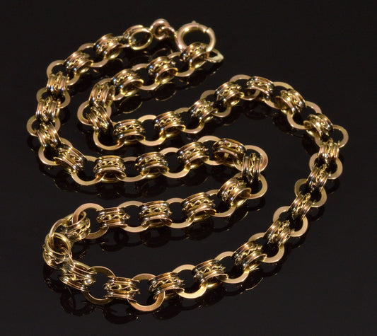 Antique Victorian 10K Gold Fancy Link Chain Necklace C.1890 003175