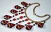 Art Deco Ruby Glass Cascade Necklace Signed Czechoslovakia C.1920