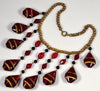 Art Deco Ruby Glass Cascade Necklace Signed Czechoslovakia C.1920