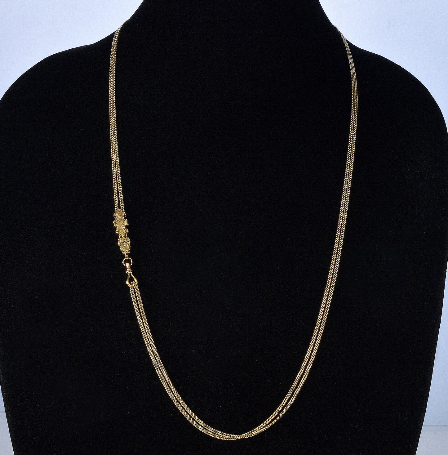 Antique Georgian 14K Gold Slide Guard Longuard Chain Necklace C.1820