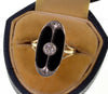 Art Nouveau Egyptian Revival Platinum 14K Gold Ring Diamond Onyx Size 7 C.1900