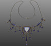 Antique Norwegian Lavender Guilloche Enamel Sterling Necklace C.1920