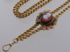 Antique Victorian 14K Gold Longuard Chain Necklace Sardonyx Cameo Slide C.1860