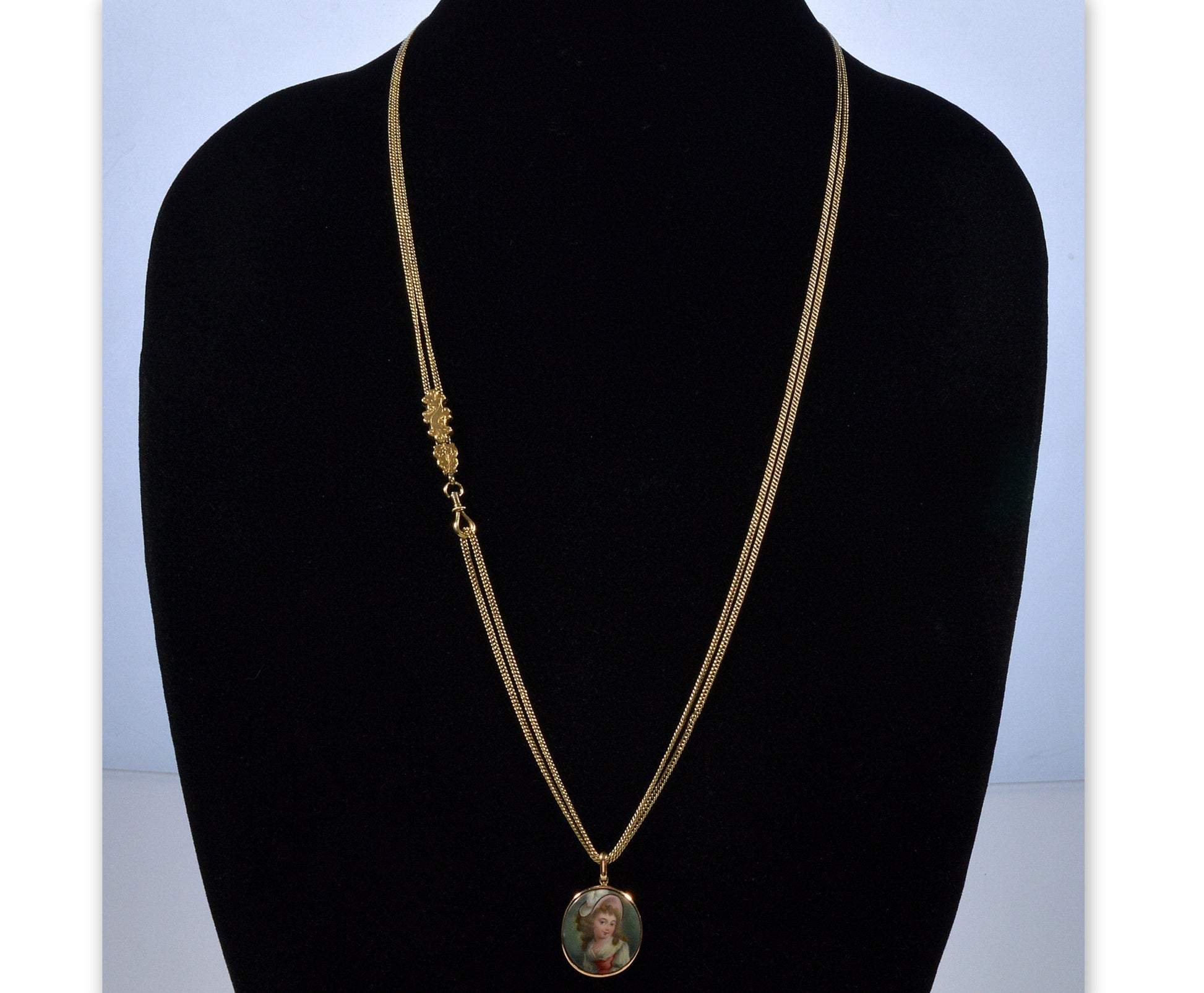 Antique Georgian 14K Gold Slide Guard Longuard Chain Necklace C.1820