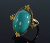 Antique Art Deco 14K Gold Turquoise Ring Size 4 1/4 C.1920
