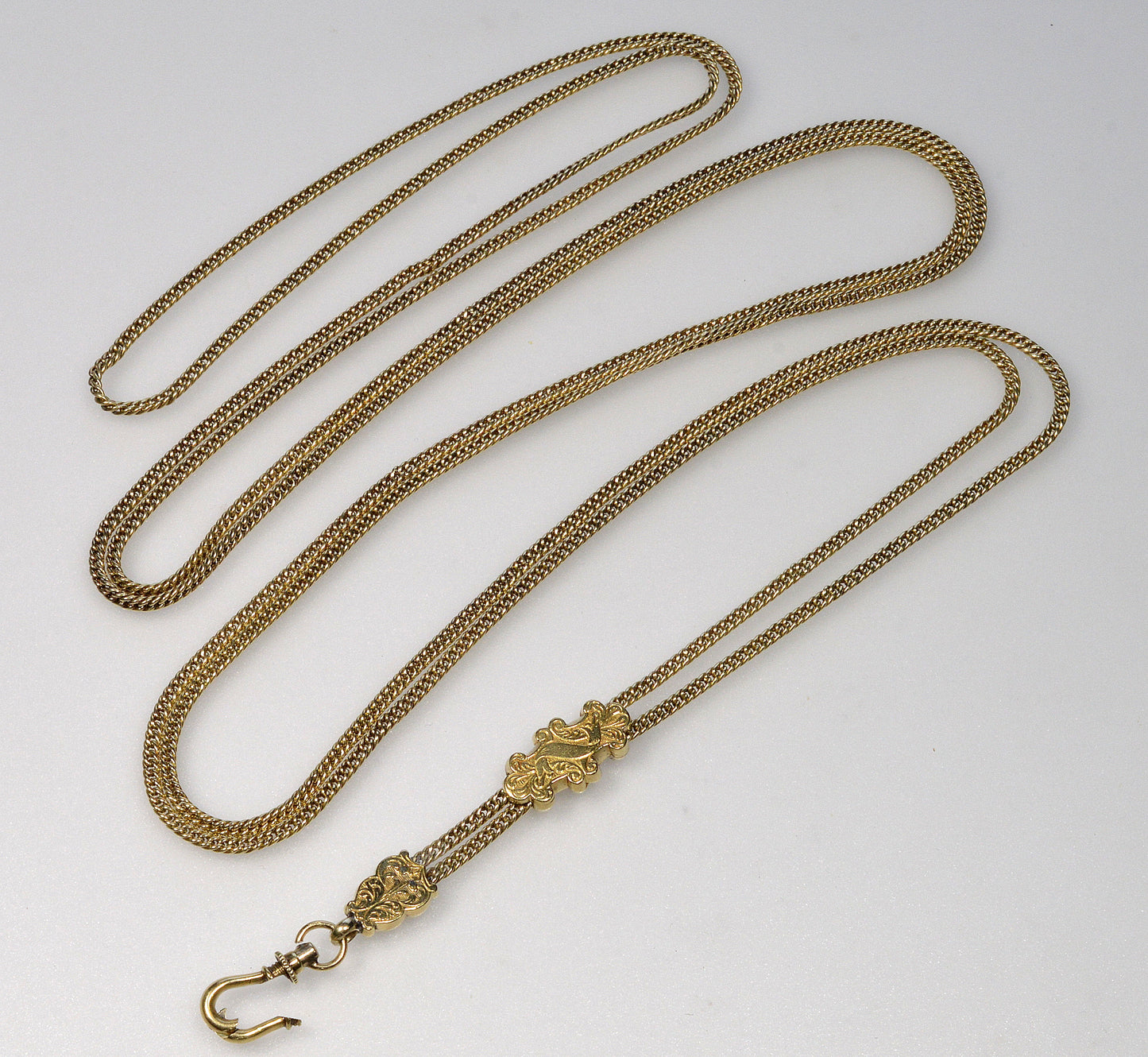 Antique Georgian 14K Gold Slide Guard Longuard Chain Necklace C.1820