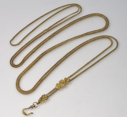 Antique Georgian 14K Gold Slide Guard Longuard Chain Necklace C.1820