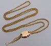 Antique Victorian 14K Gold Longuard Chain Necklace Sardonyx Cameo Slide C.1860
