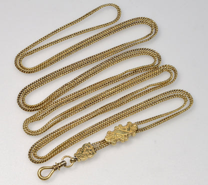 Antique Georgian 14K Gold Slide Guard Longuard Chain Necklace C.1820