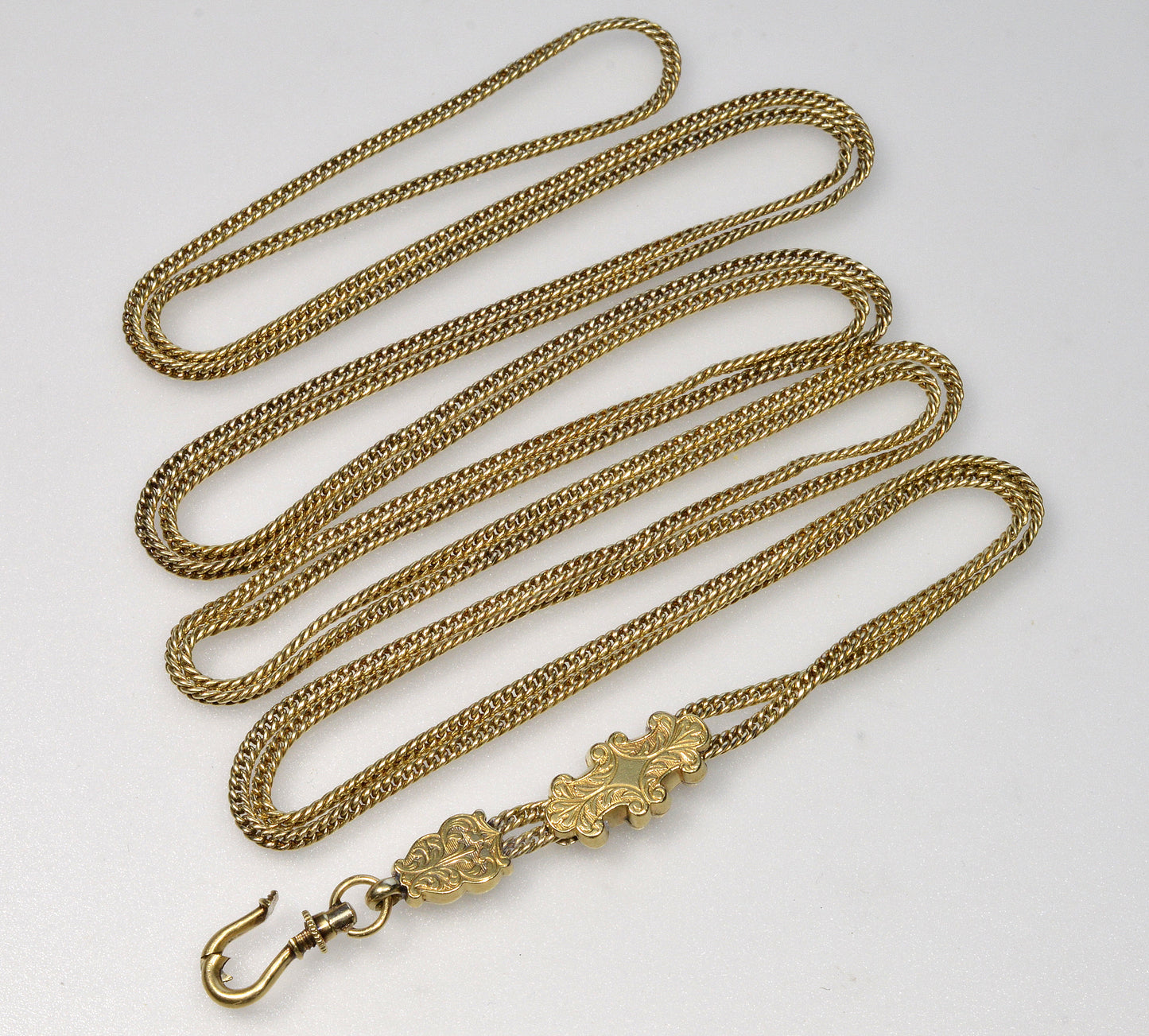 Antique Georgian 14K Gold Slide Guard Longuard Chain Necklace C.1820