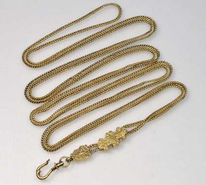 Antique Georgian 14K Gold Slide Guard Longuard Chain Necklace C.1820