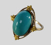 Antique Art Deco 14K Gold Turquoise Ring Size 4 1/4 C.1920