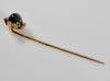 Art Nouveau 14K Gold Cat's Eye Chrysoberyl Diamond Stick Pin C.1900